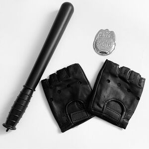 Women’s Police Officer Cop Costume Accessories - Baton Badge Gloves